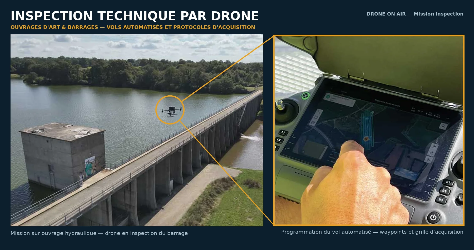 Infographie inspection technique par drone formation Nantes vols automatisés