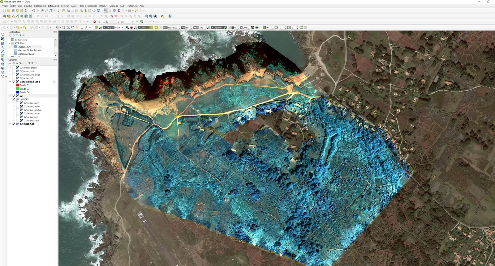 Traitement de données multispectrales sous SIG en formation drone